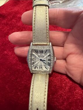 Lanciani Silver Dial Watch with Champagne Strap like new works